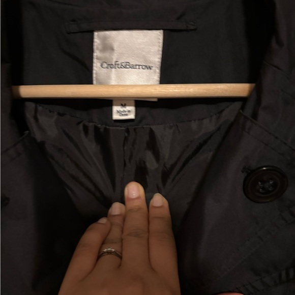 Croft & Barrow Elegant Black Trench Coat - Picture 2 of 6